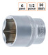 Douille CRV six pans 1/2 pouce en 30mm