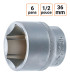 Douille CRV six pans 1/2 pouce en 36mm