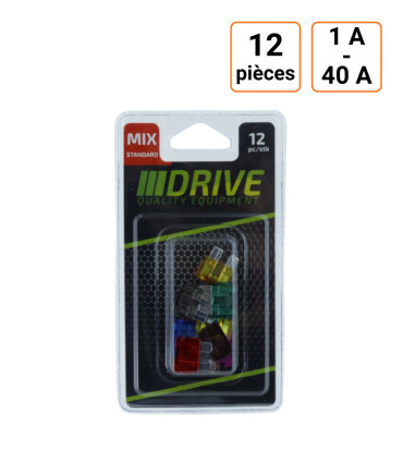 Blister de 12 fusibles standards panachés de 1A à 40A