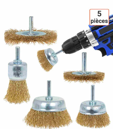 Lot de 5 brosses métalliques en fil de laiton