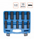 Coffret douilles à choc Longues 1/2" 10 - 24 mm 10 pièces