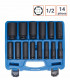 Coffret 14 douilles à choc 1/2 Longues de 10 à 32 mm