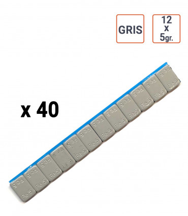 Masses adhésives 12x5g. couleur GRISES par 40ex.