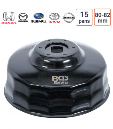 Cloche à filtre à huile 15 pans 80 - 82 mm pour Honda, Mazda, Nissan, Subaru, Toyota