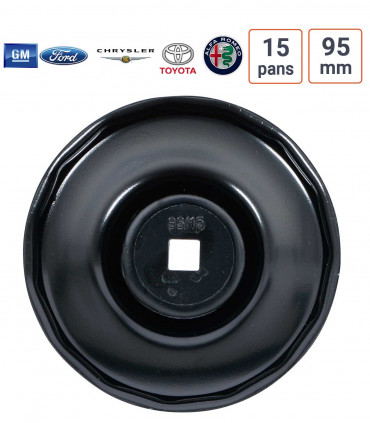 Cloche à filtre à huile 15 pans pour Alfa Romeo, Chrysler, Ford, GM, Toyota