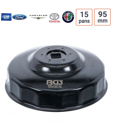 Cloche à filtre à huile 15 pans 95 mm pour Alfa Romeo, Chrysler, Ford, GM, Toyota
