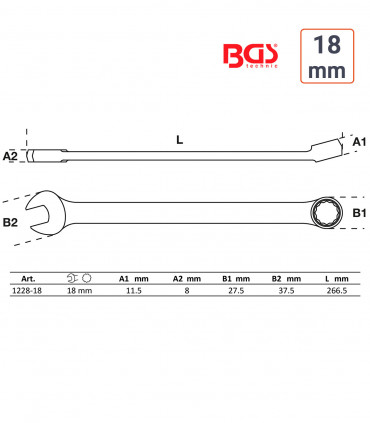 Clé mixte 18 mm longue haute qualité