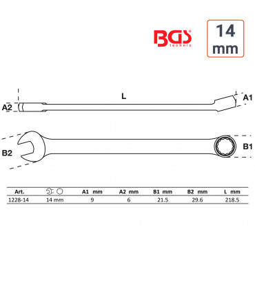 Clé mixte 14 mm longue haute qualité