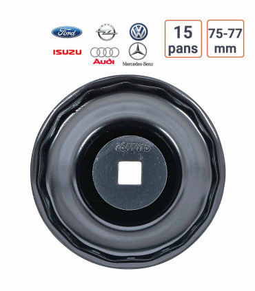 Cloche à filtre à huile 75 - 77 mm pour Audi, Ford, Isuzu, MB, Opel, VW