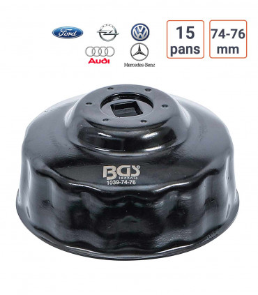 Cloche à filtre à huile 15 pans 74 - 76 mm Audi, Ford, MB, Opel, VW