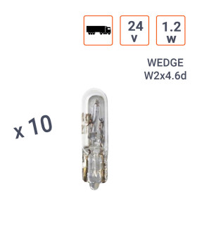 Ampoule Wedge 24V 1.2W Culot W2x4.6D - Boite de 10 ex.