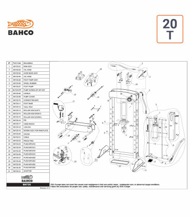 schema Presse Hydraulique 20 T Bahco BH720
