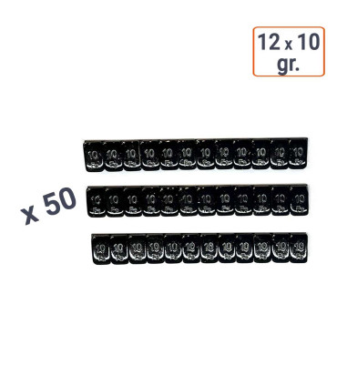 Masses autocollantes 12 x 10 GR. - Couleur NOIRE par 50 ex.