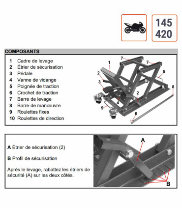 notice Élévateur hydraulique pour moto et Quad