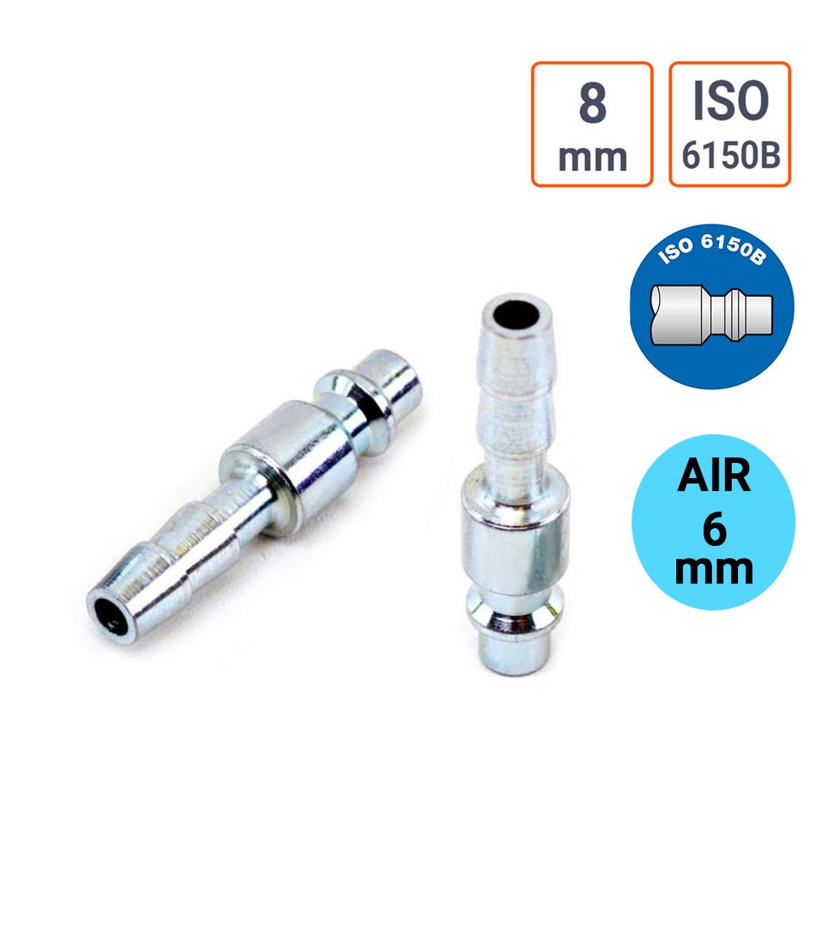 Embout passage air 6mm type ISO 6150B pour tuyau diamètre 8 mm